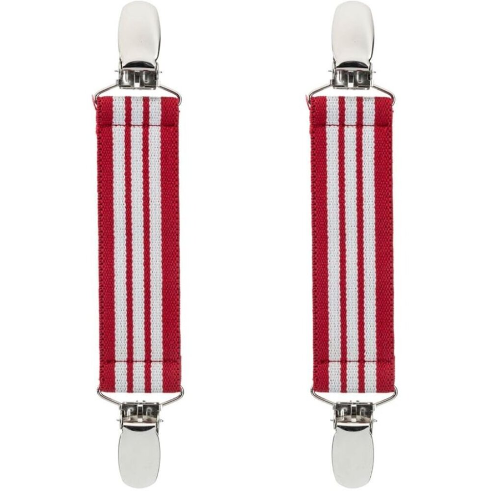 Hold’Em 1” Boot Straps Leg Pant Stirrup Elastic Extra Heavy Clips - Red/White